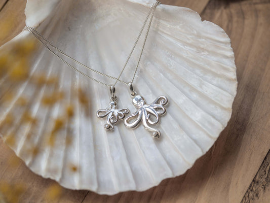 Sterling Silver Daughter Octopus Pearl pendant necklace - Sippi Jewellery handcrafted piece, view 3