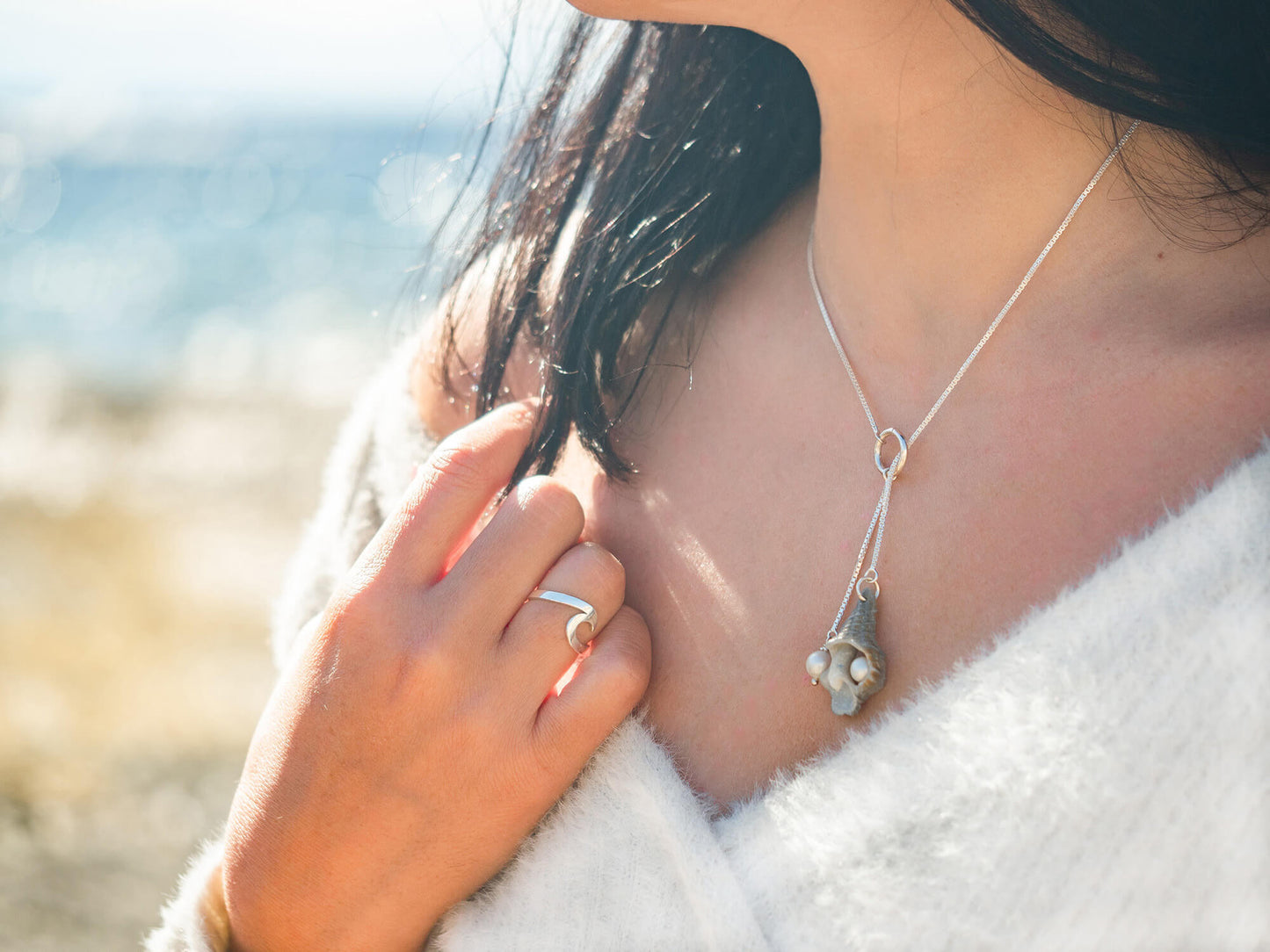 Seashell & Pearl adjustable necklace