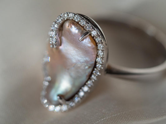 Pearl & Synthetic Diamond Ring - Sippi Jewellery handcrafted piece