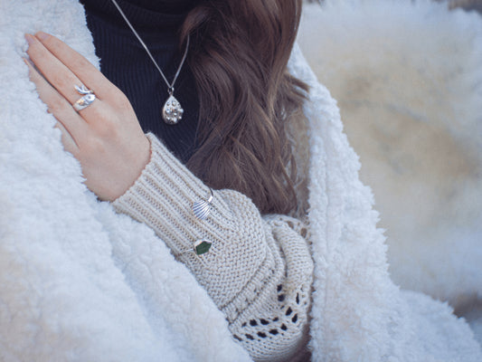 One-of-a-Kind Sterling Silver Scallop Shell & Green Sea Glass Bangle - Sippi Jewellery handcrafted piece, view 4