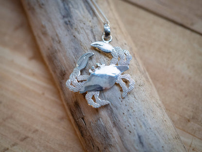 Handcrafted Sterling Silver Cancer Zodiac Crab Necklace