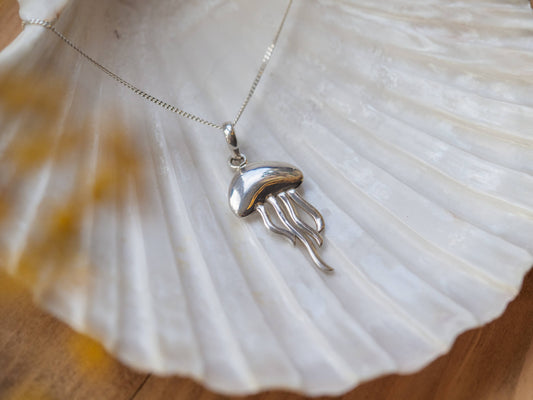 Handcrafted Sterling Silver Mother & Daughter Jellyfish Necklace Set of 2