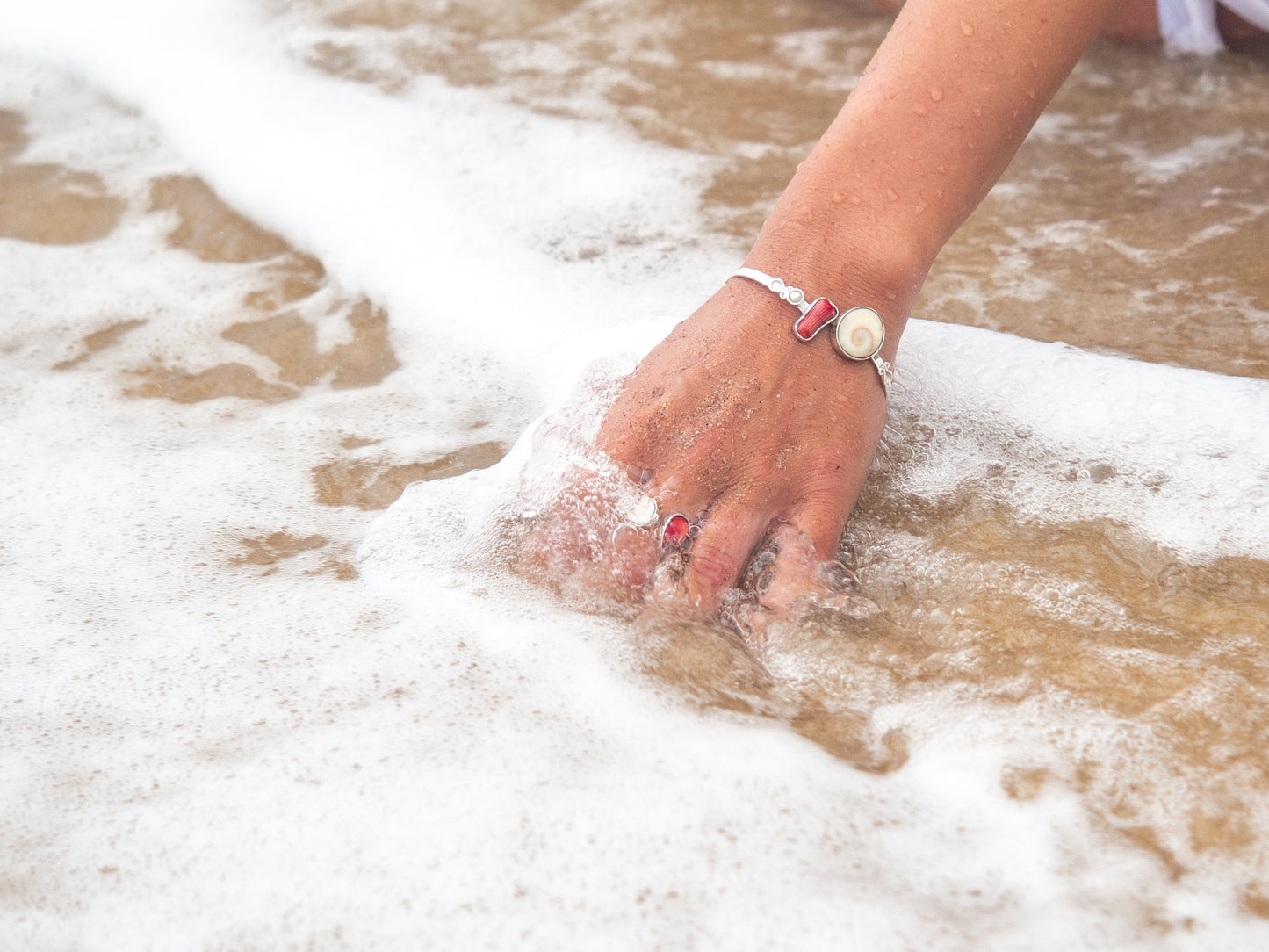 Seashell Shiva & Red Coral Ring