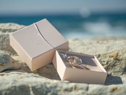 Unique Seashell & Orange Sea glass Pendant Necklace