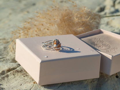 Sterling silver unique seashell ring large