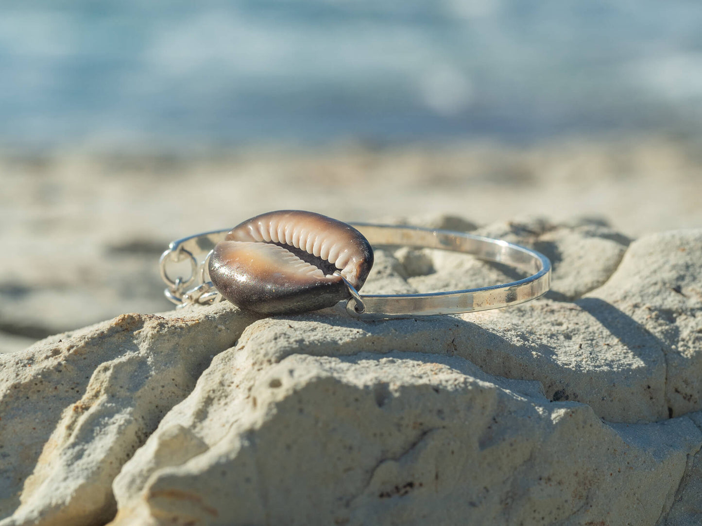 Unique Adjustable Cowrie Seashell Bangle