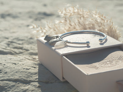 Unique Adjustable Seashell and Sea glass Charm Bangle