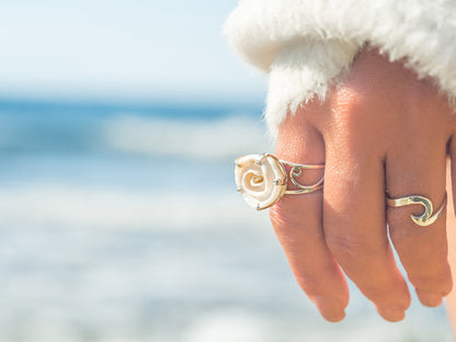 Sterling silver unique seashell Galaxy ring large