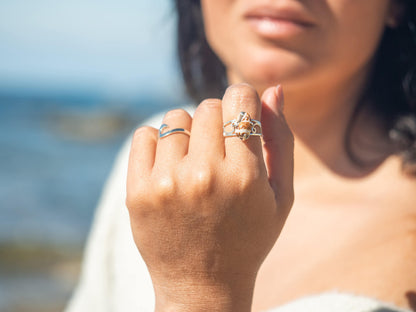 Sterling silver unique seashell ring large