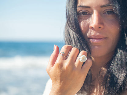 Sterling silver unique seashell Galaxy ring