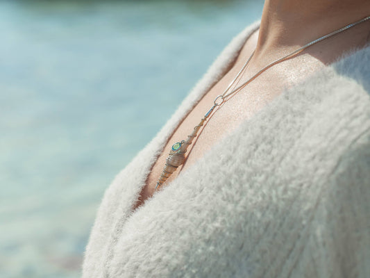 Unique Seashell & Topaz pendant necklace