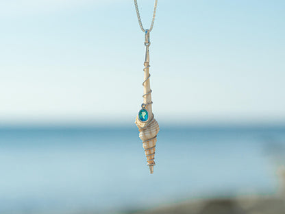 Unique Seashell & Topaz pendant necklace