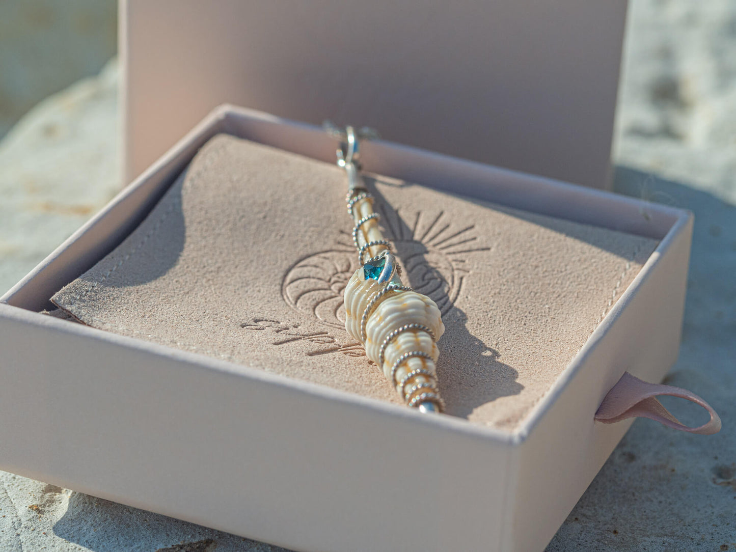 Unique Seashell & Topaz pendant necklace