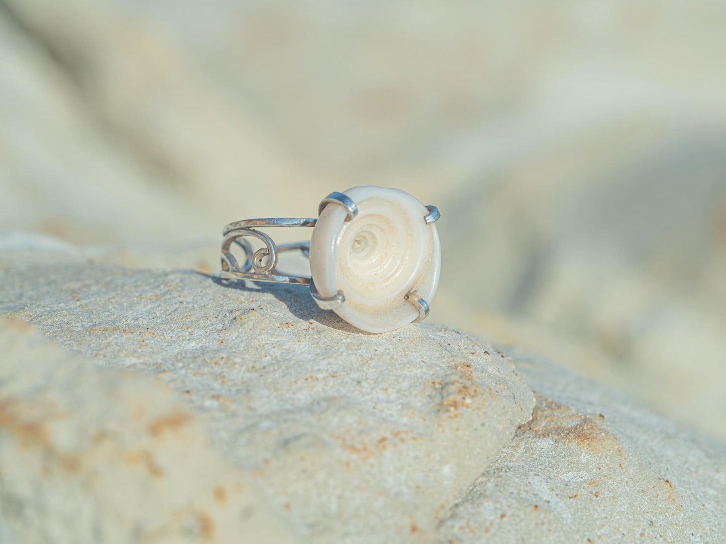 Sterling silver unique seashell Galaxy ring