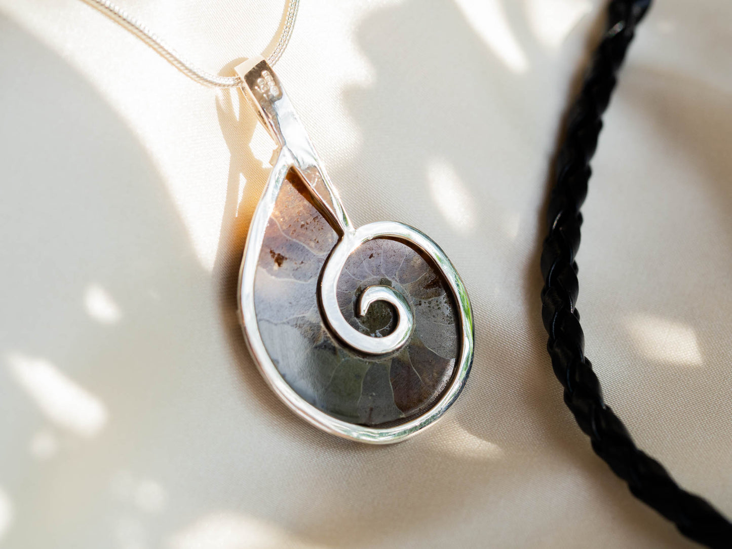One-of-a-Kind Fossil Pendant Necklace in Handcrafted Sterling Silver