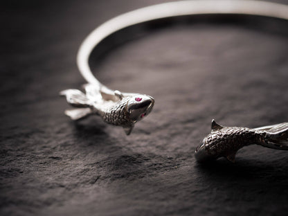 Pisces Sterling Silver Fish Bangle