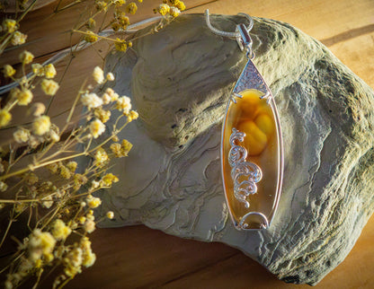 Unique Natural Honey Agate Sterling Silver Pendant Necklace