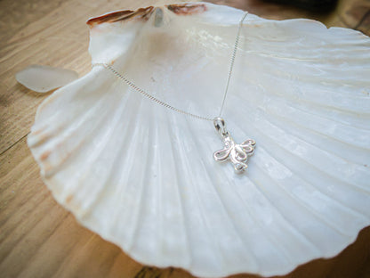 Sterling Silver Daughter Octopus Pearl pendant necklace