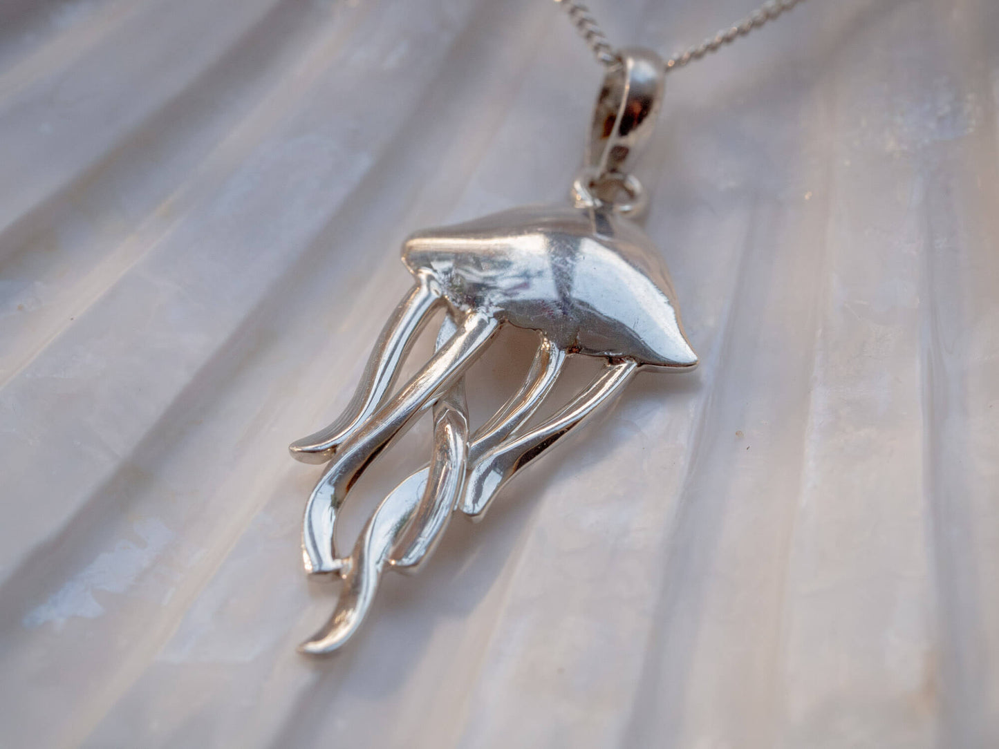 Handcrafted Sterling Silver Mother & Daughter Jellyfish Necklace Set of 2