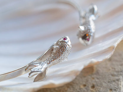 Pisces Sterling Silver Fish Bangle