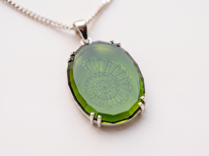 Sterling Silver Green Sea Glass Spiral Pendant