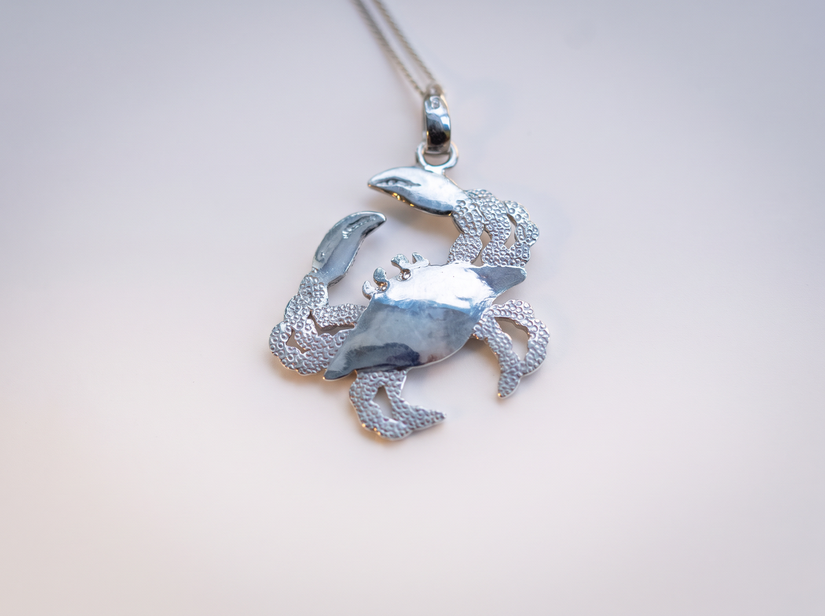 Handcrafted Sterling Silver Cancer Zodiac Crab Necklace