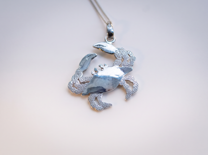 Handcrafted Sterling Silver Cancer Zodiac Crab Necklace