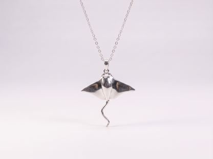 Artisan made Sterling Silver Manta Ray Necklace